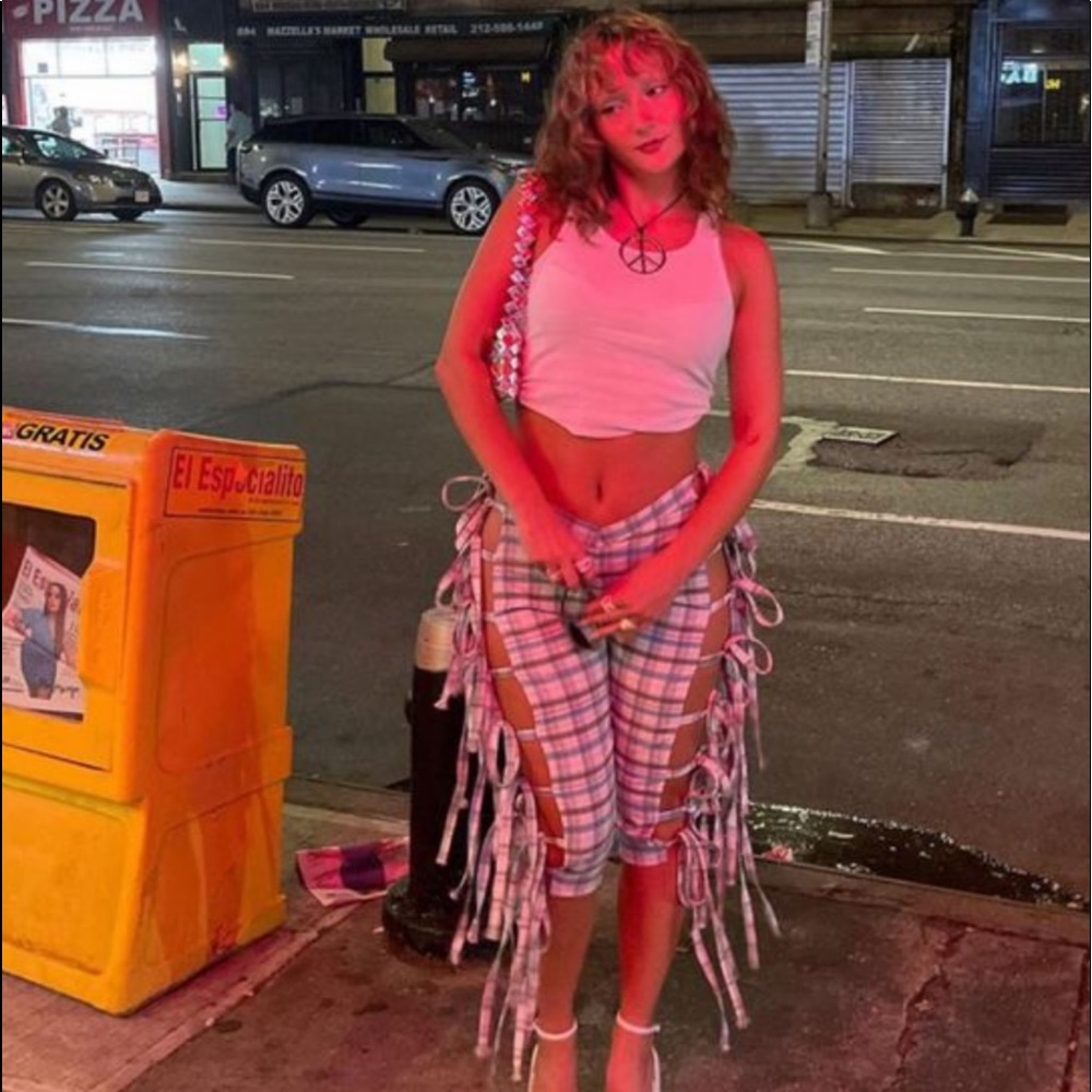 ISO These Pants!! Help Me Find- Plaid Tie Sides Cutoff With Cutout Fringe Capri
